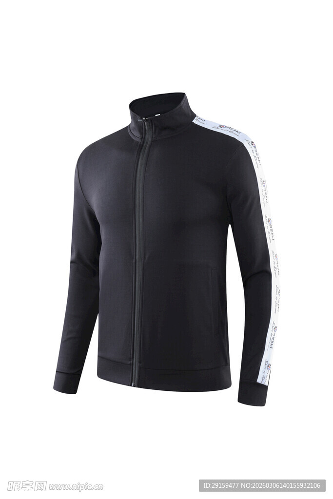 黑色运动拉链外套