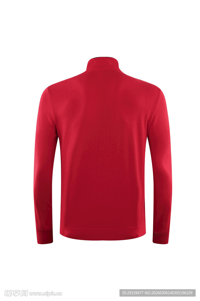 红色立领长袖上衣