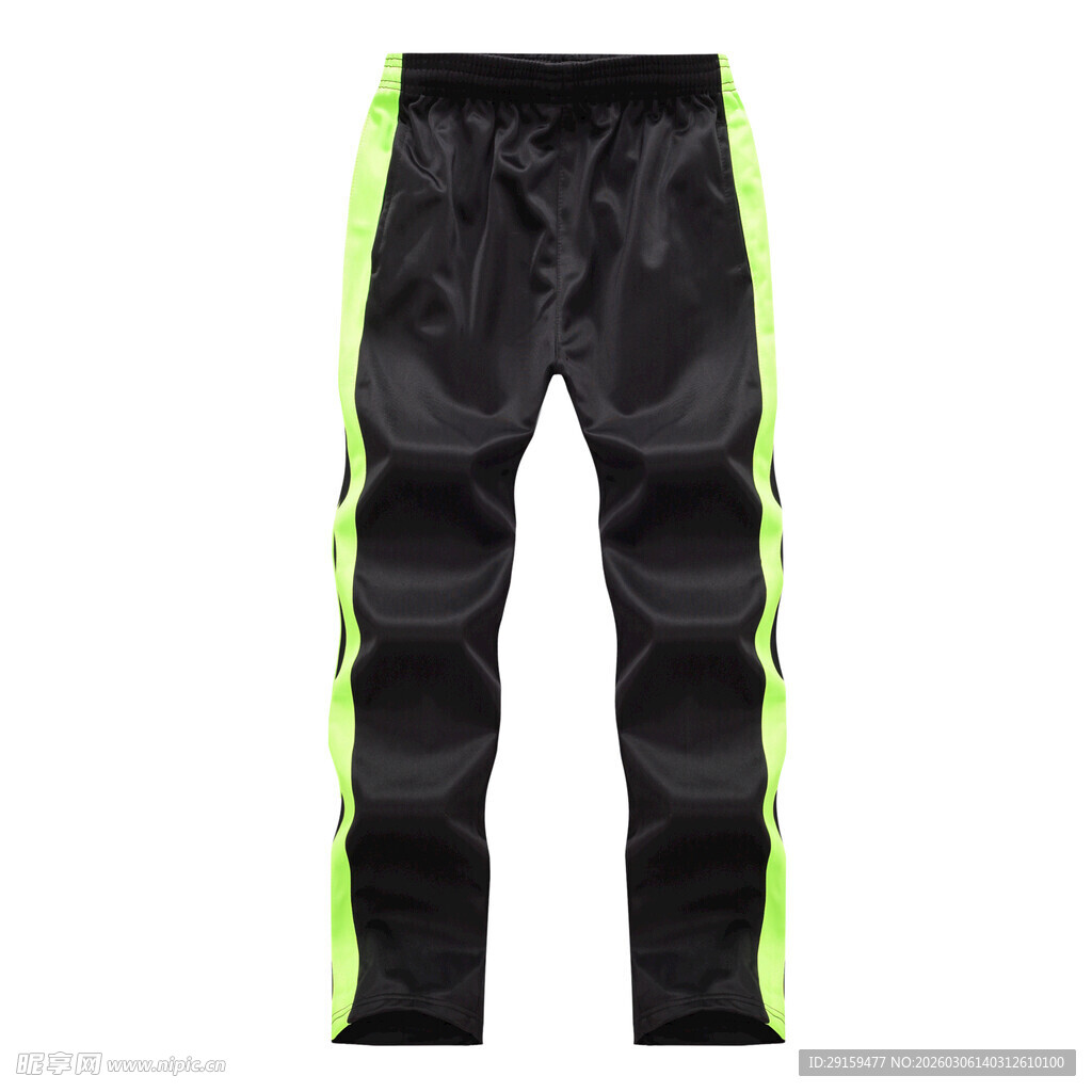 黑绿拼接骑行运动长裤