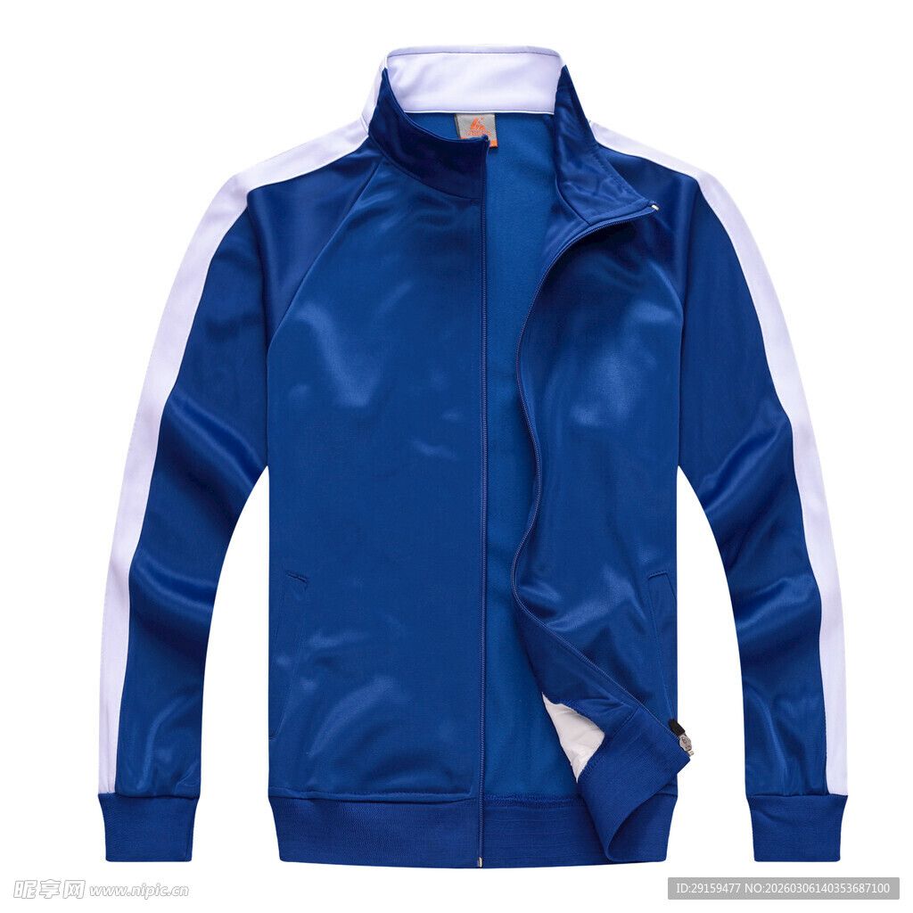 蓝色运动拉链外套