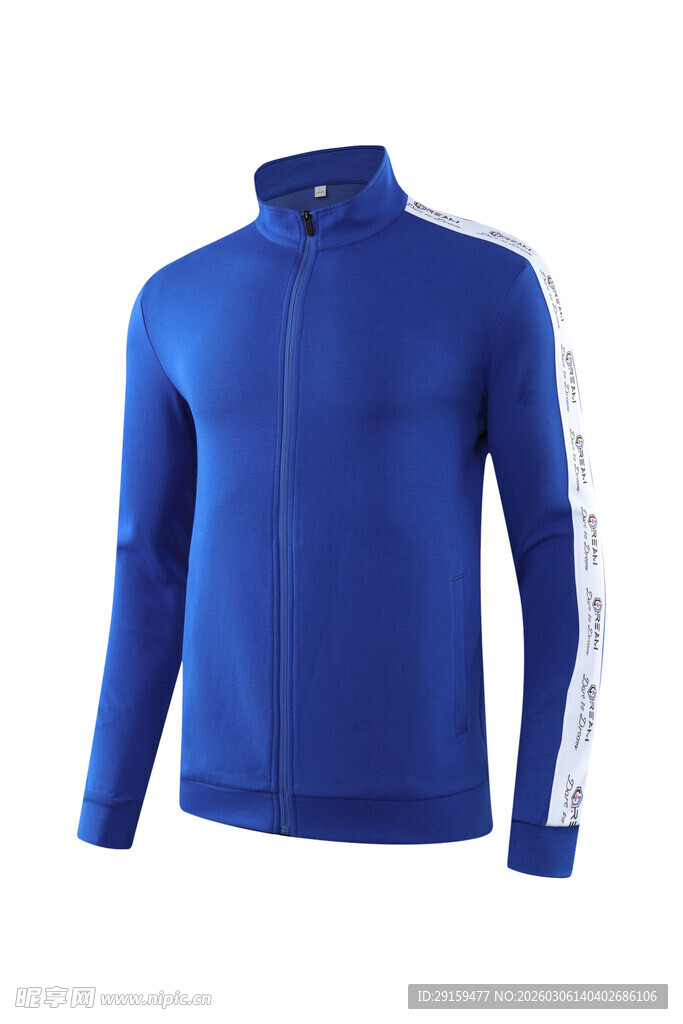 蓝色拉链运动外套