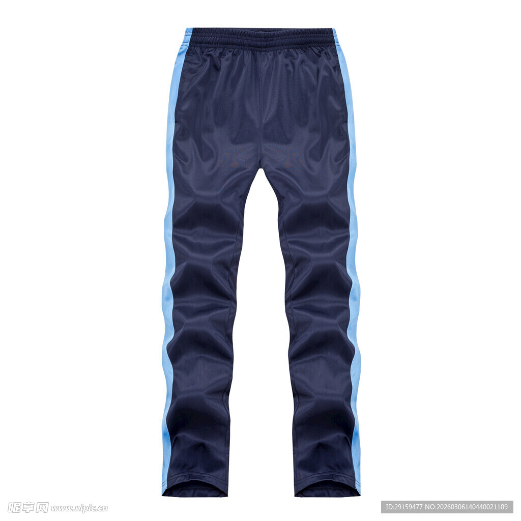 男士深蓝色拼接运动长裤