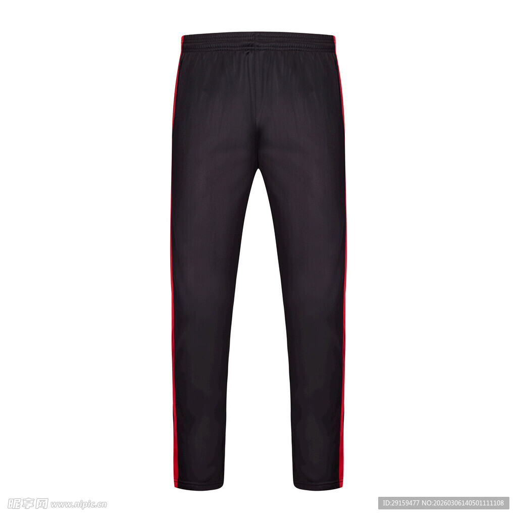 黑色侧边红条纹运动长裤