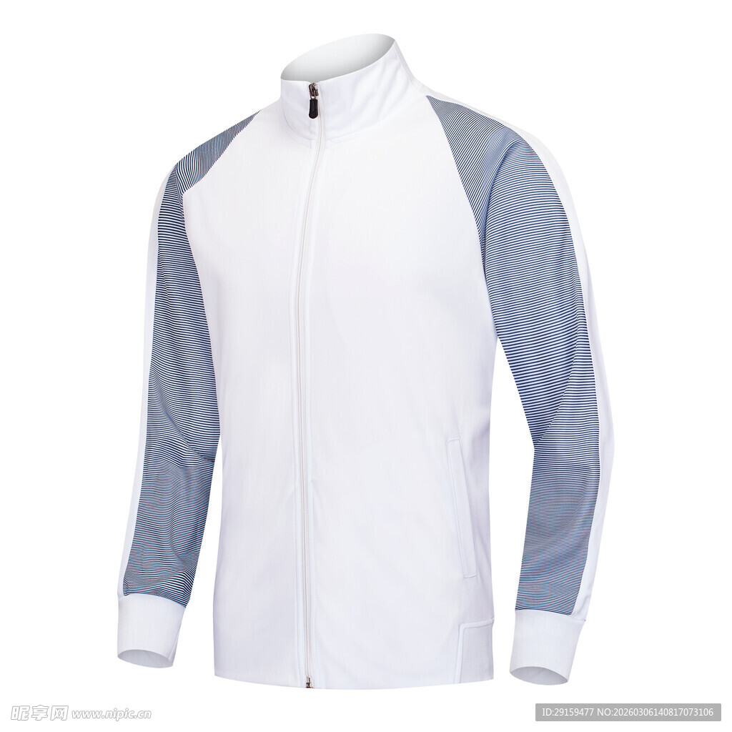 蓝白拼接长袖运动外套