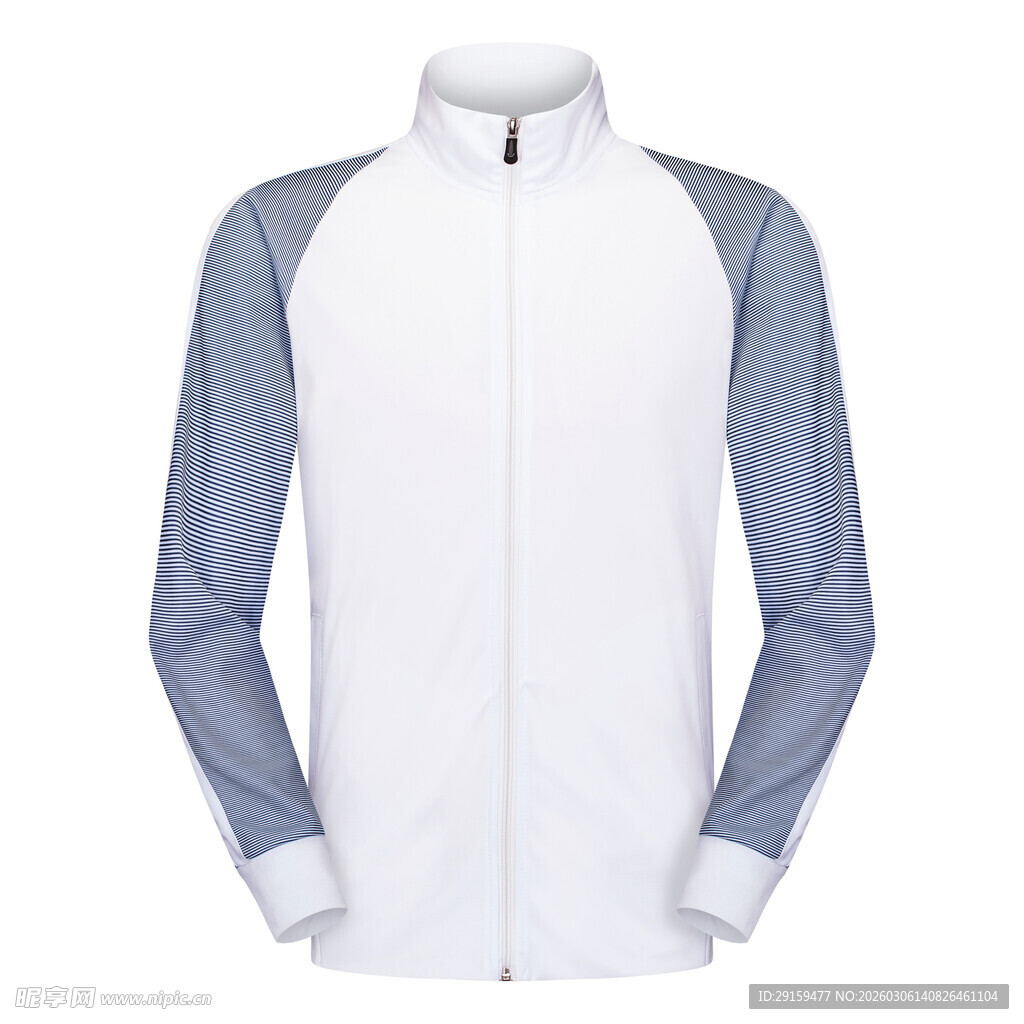 白色拼接长袖运动上衣