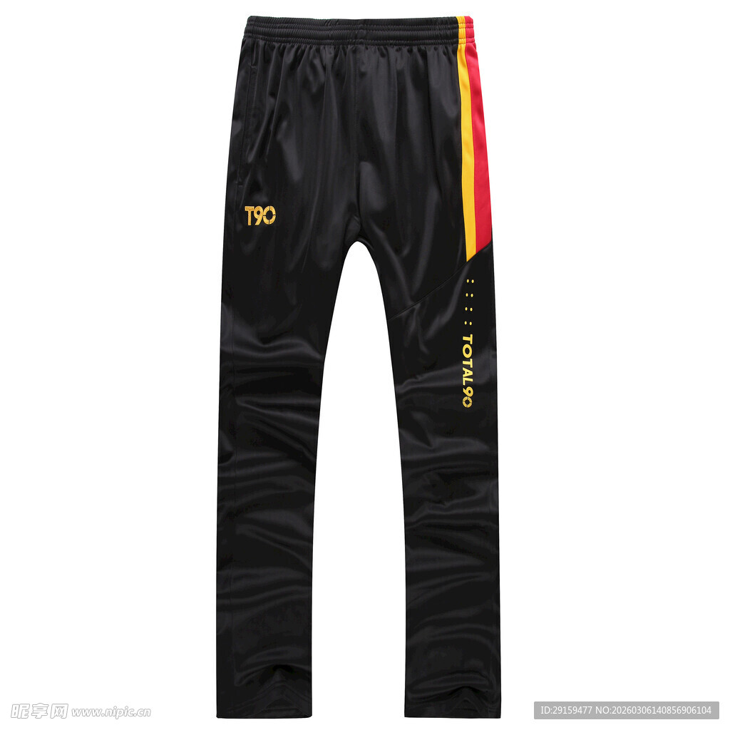 黑色侧边条纹运动长裤