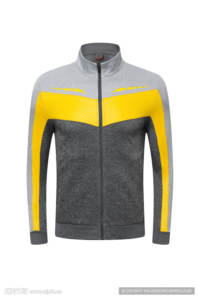 灰黄拼色立领运动夹克