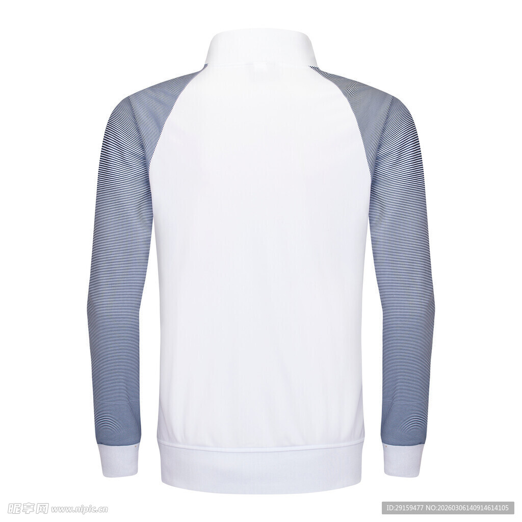 白色拼接长袖运动上衣