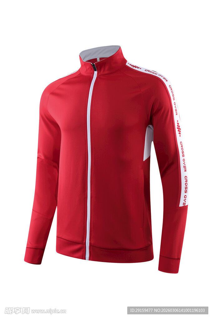 红色拉链运动上衣