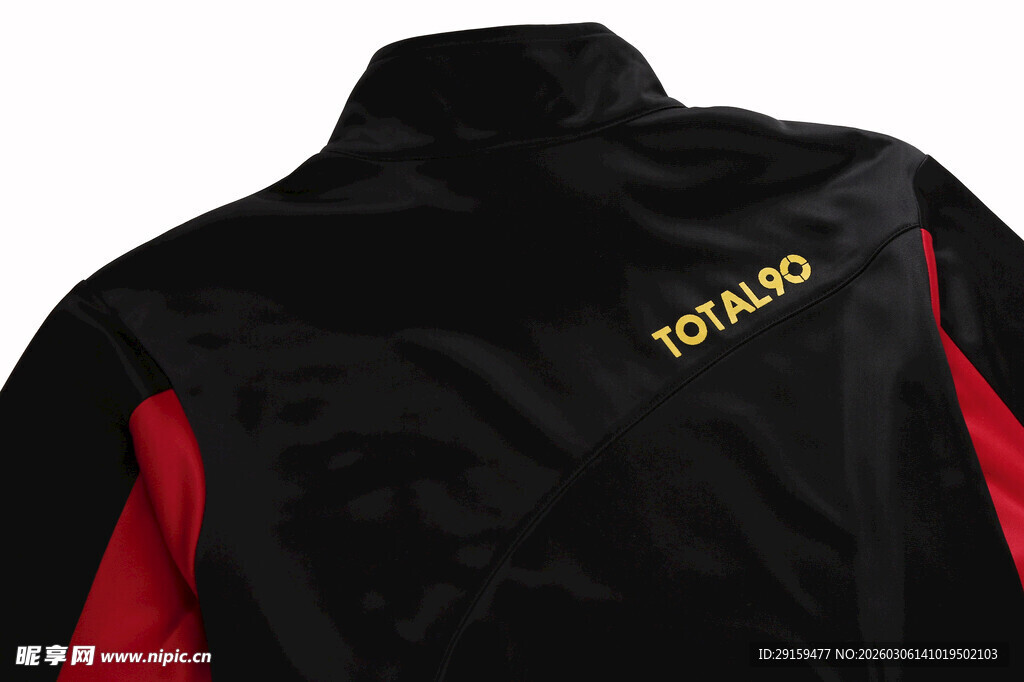 黑色红边夹克后背细节展示