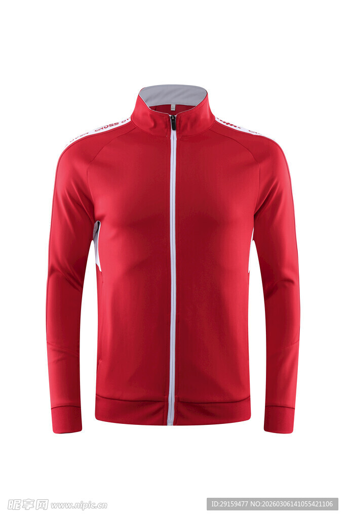 红色拉链运动上衣