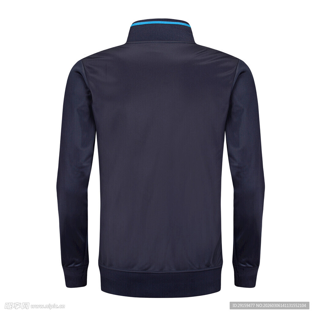 深蓝色立领长袖运动上衣