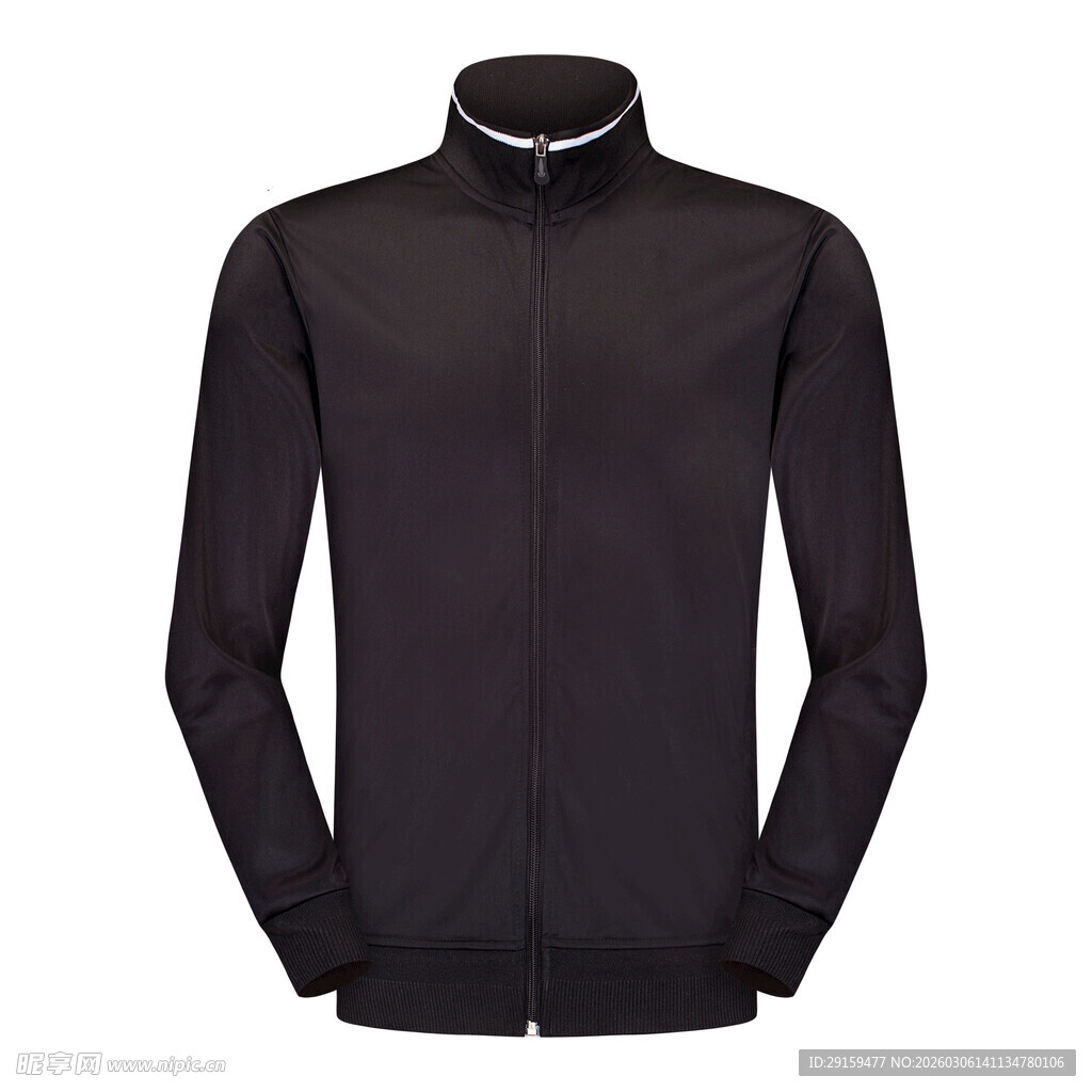 黑色立领长袖运动外套