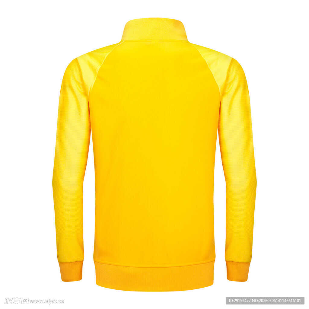 黄色长袖运动上衣背影