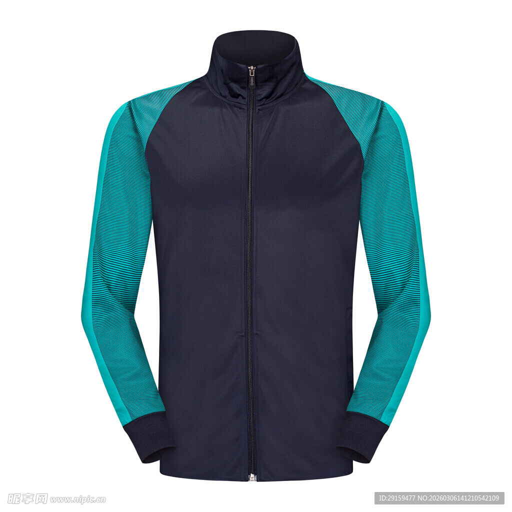 拼色立领长袖运动夹克