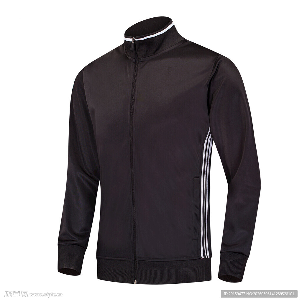 黑色运动拉链外套