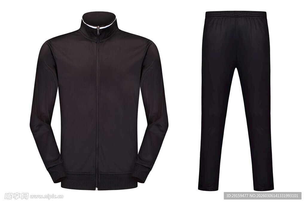 黑色高领上衣配长裤套装