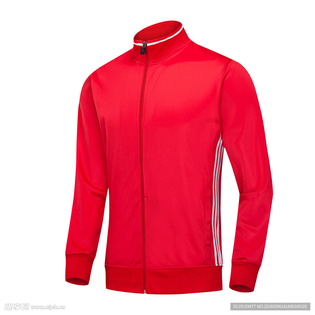 红色运动拉链外套