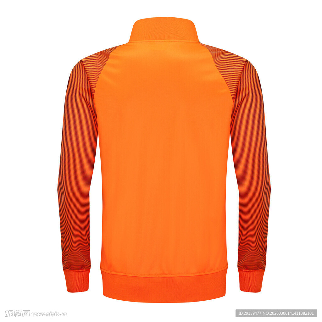 橙色长袖运动上衣背面