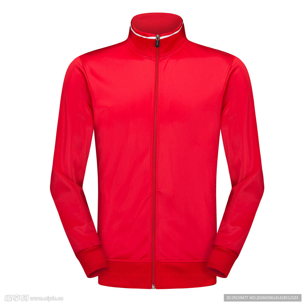 红色拉链立领运动外套