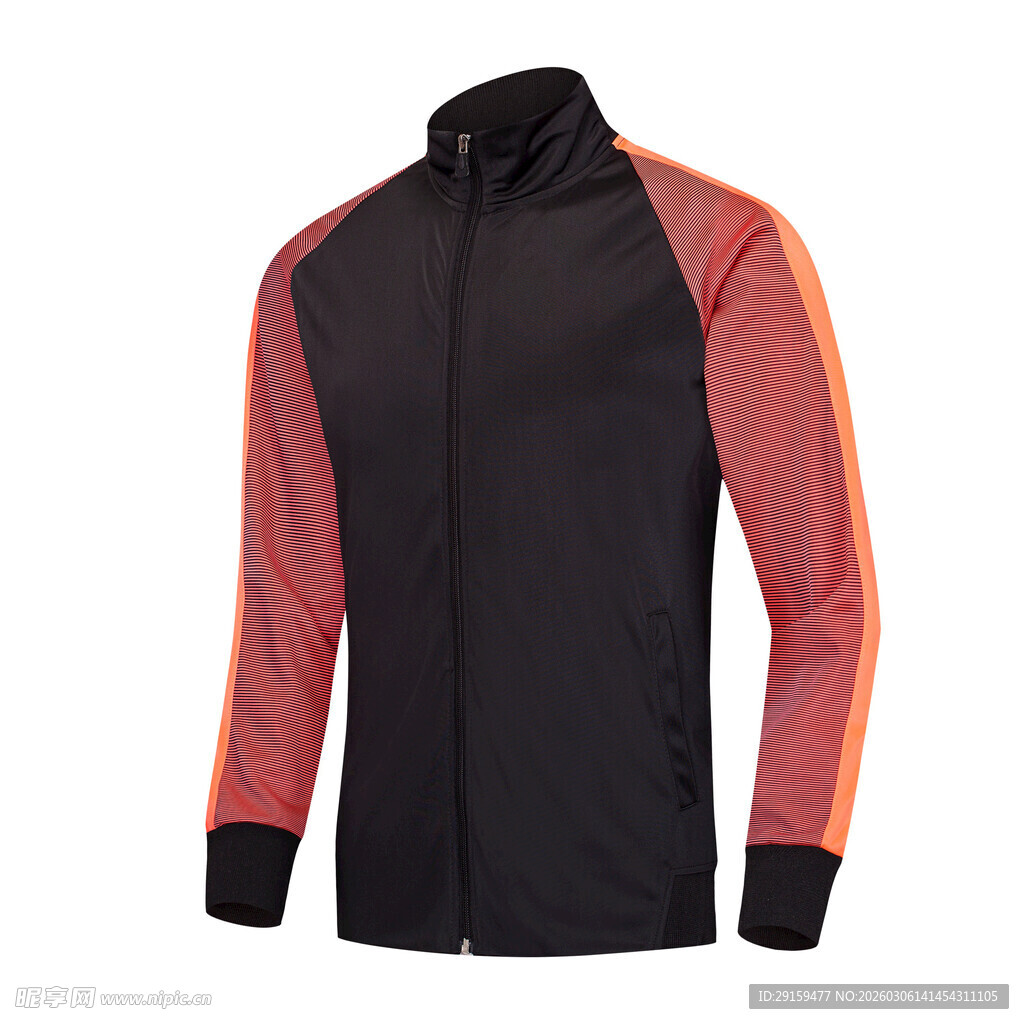 黑红拼接运动夹克外套