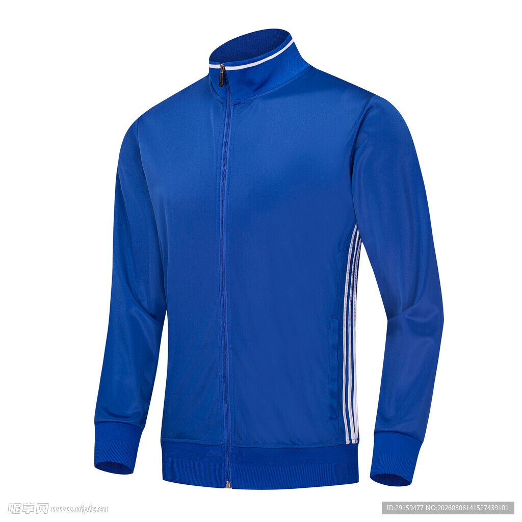 蓝色运动拉链外套