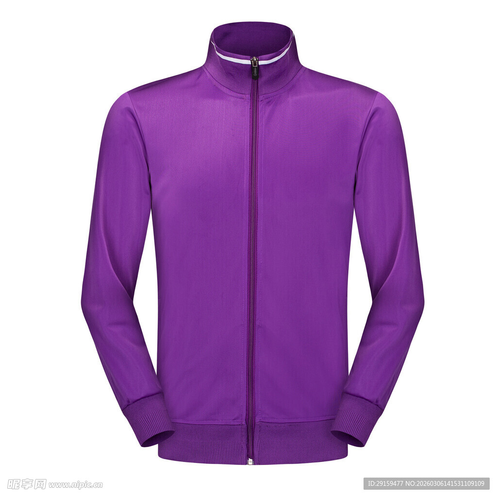 紫色拉链长袖运动上衣