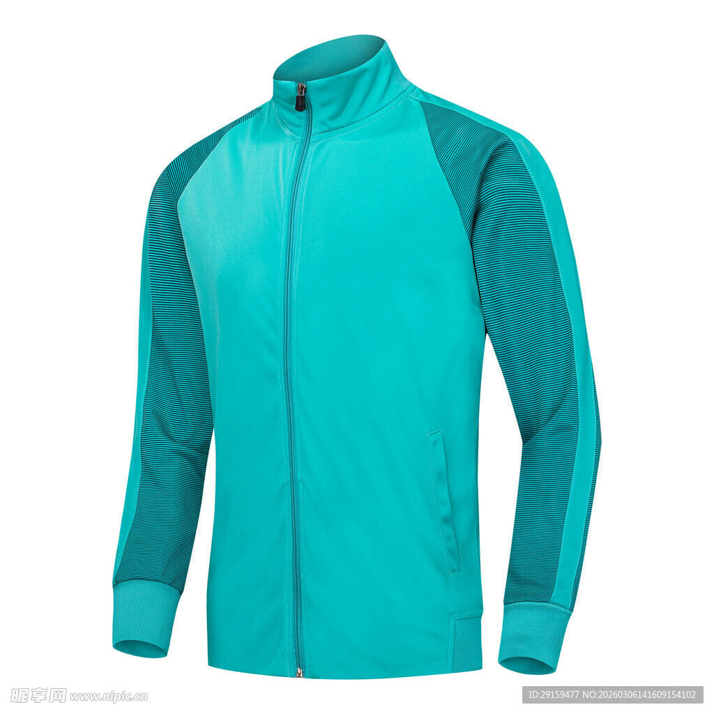 青色运动拉链外套