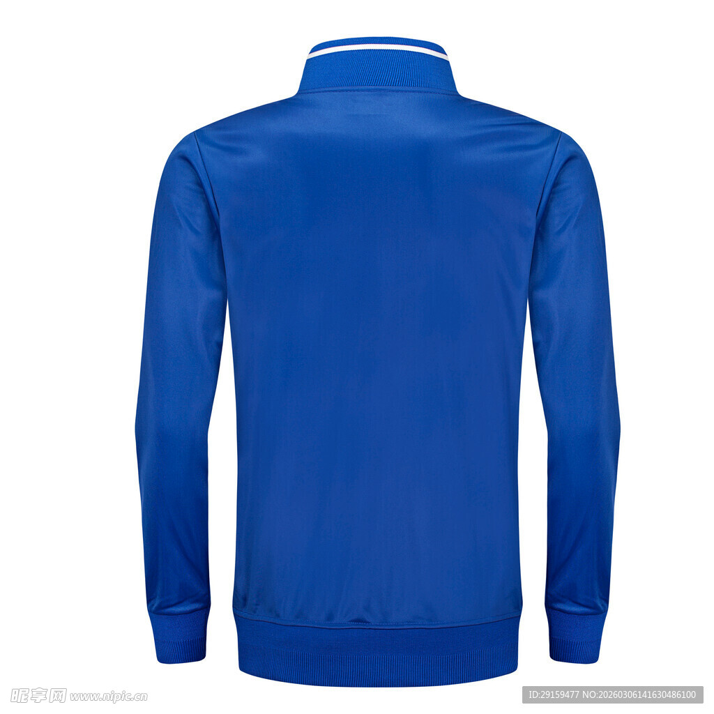 蓝色长袖运动夹克背面