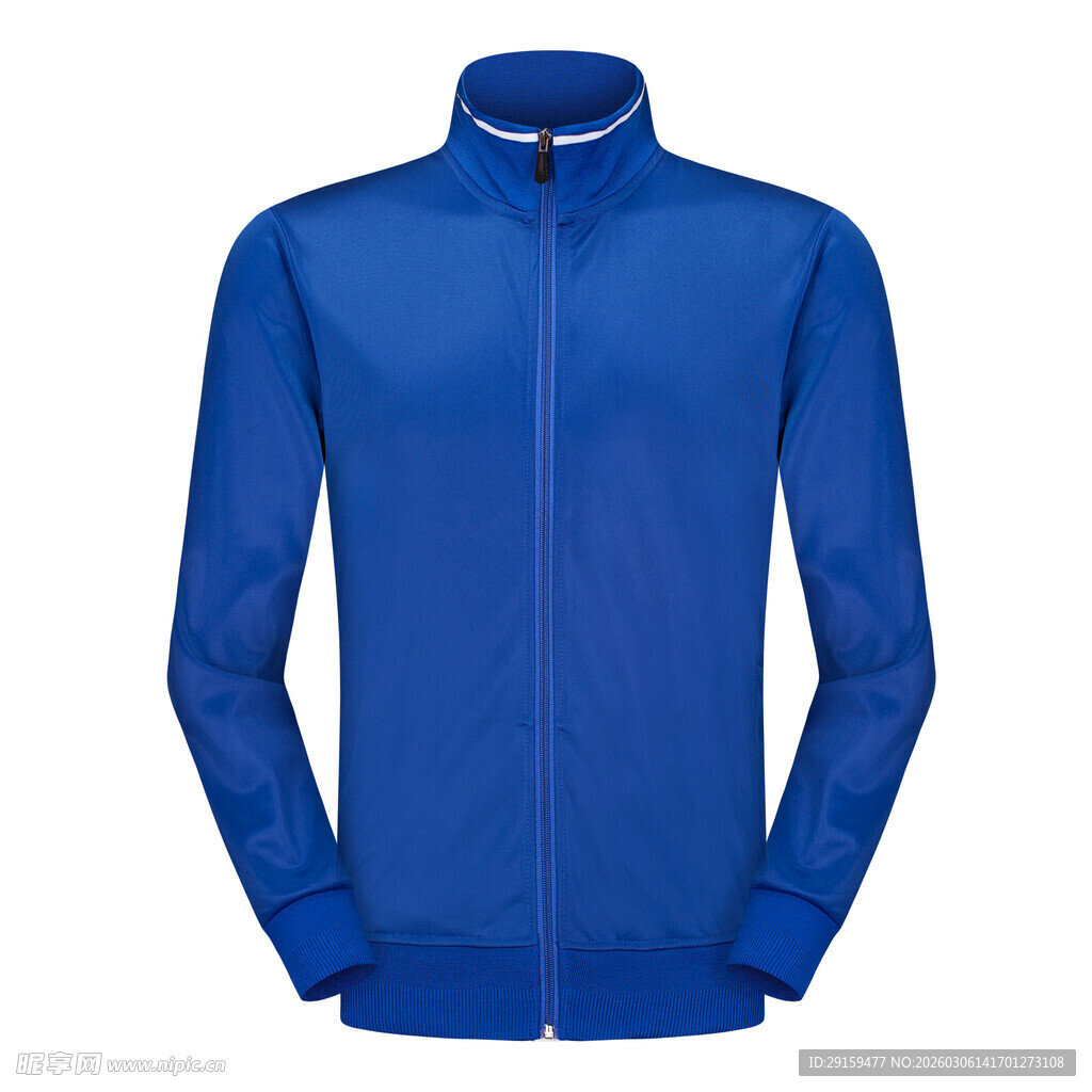 蓝色拉链运动长袖外套