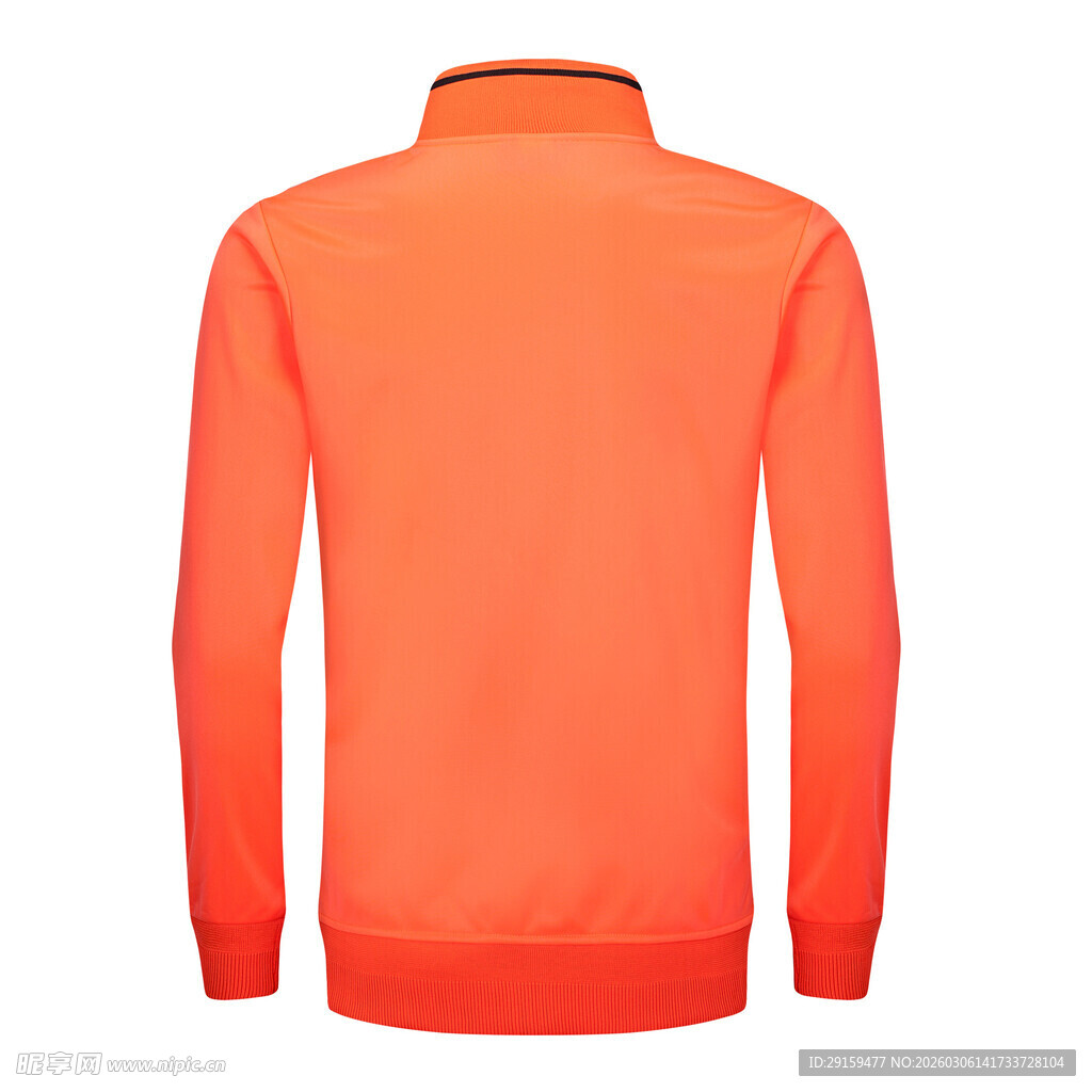 橙色立领长袖运动上衣