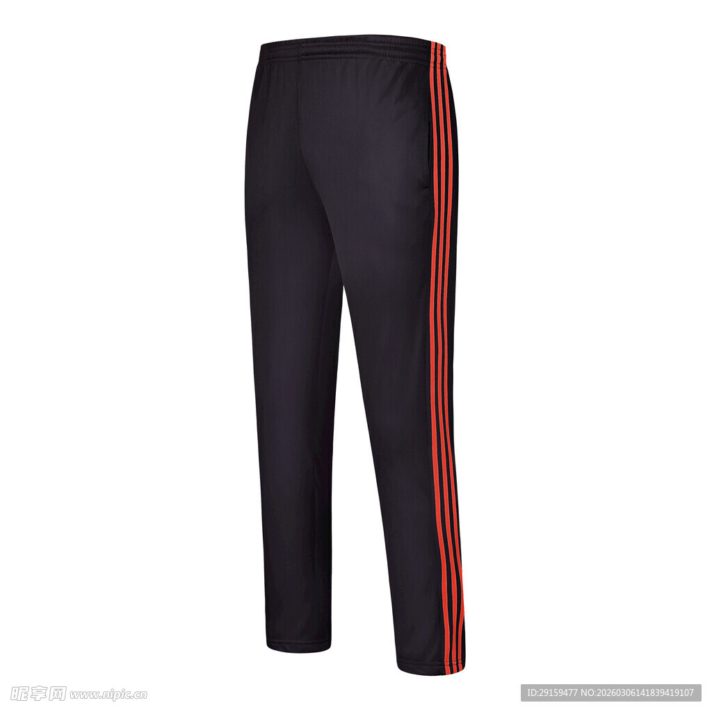 黑色侧边红条纹运动长裤