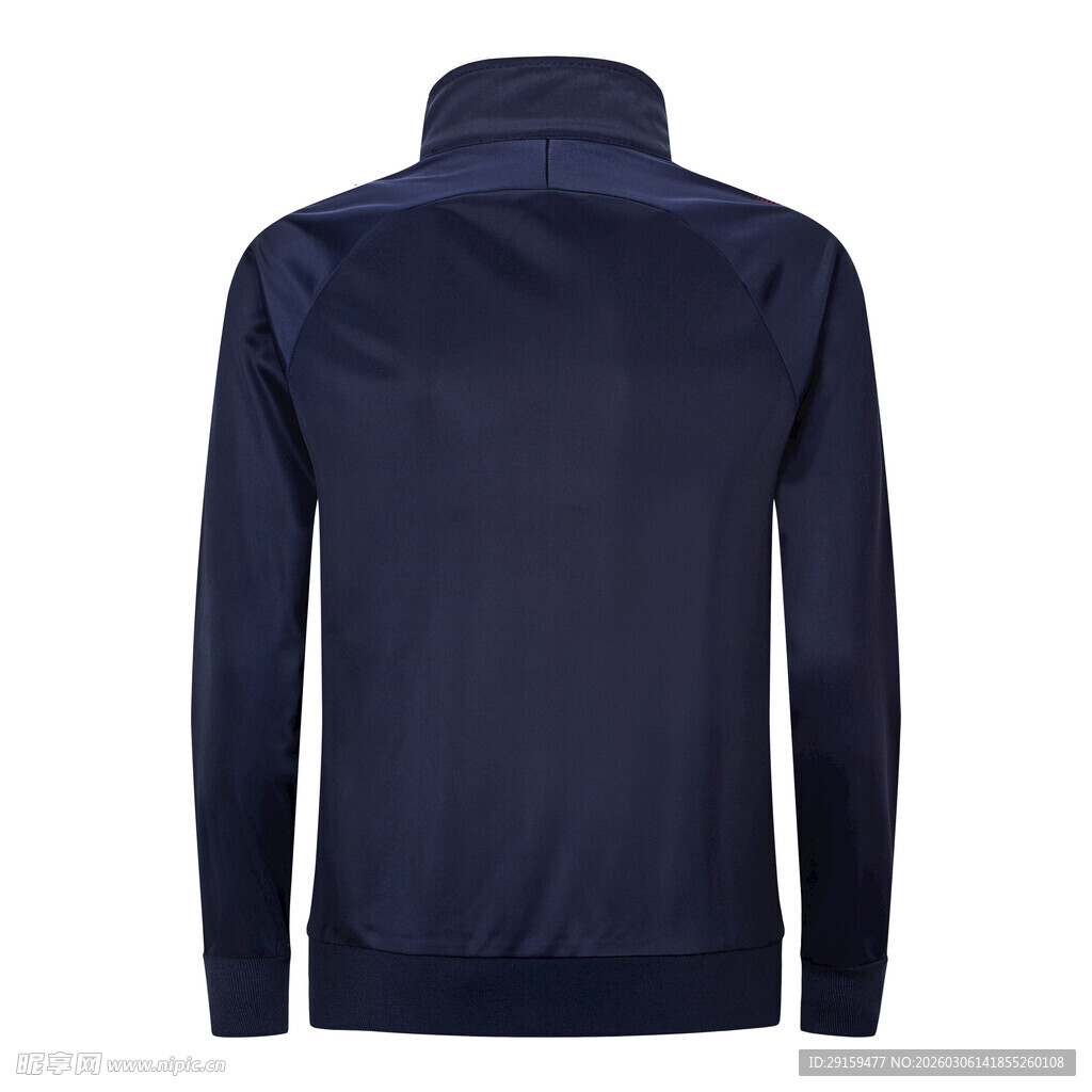 深蓝色立领长袖运动夹克