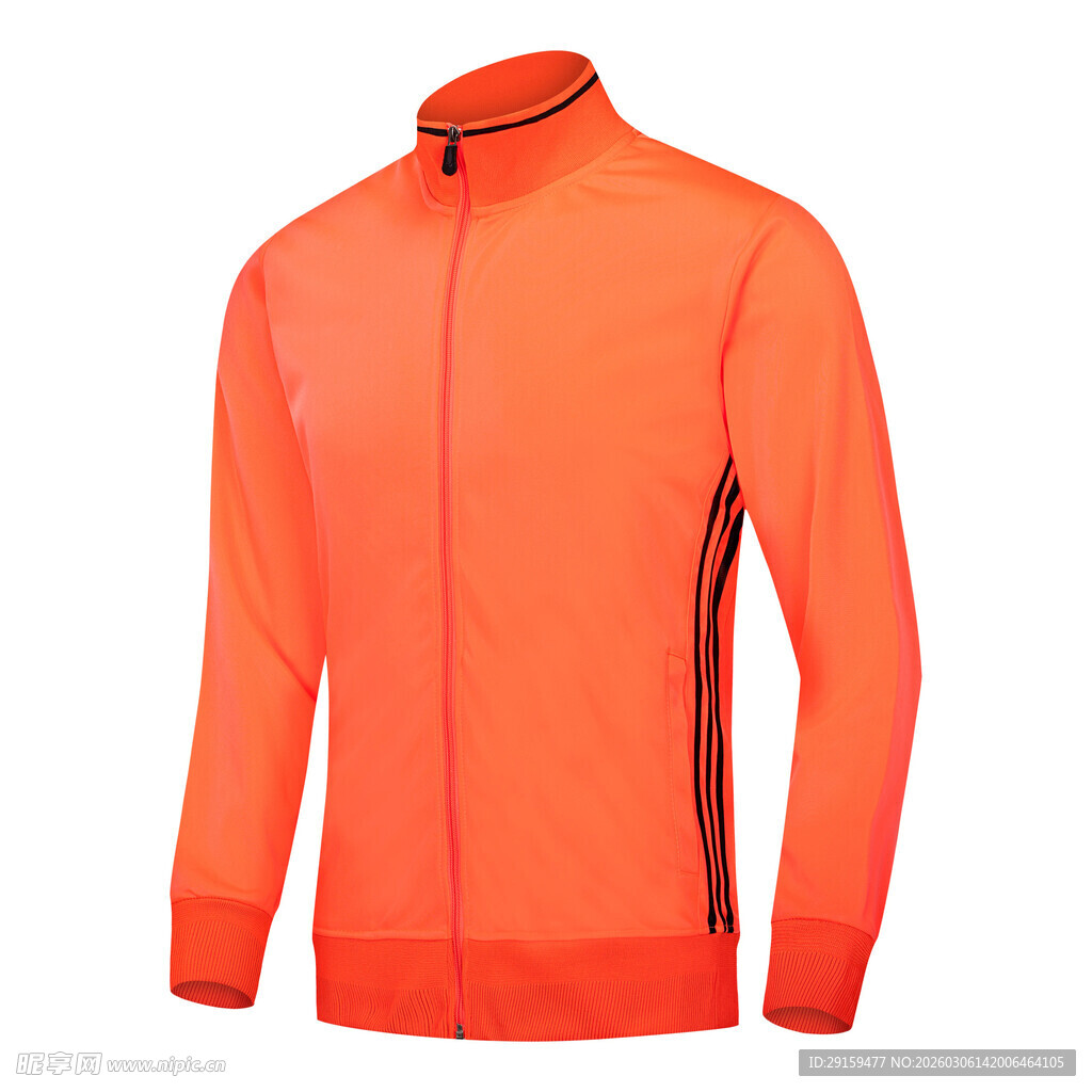 橙色运动拉链长袖外套