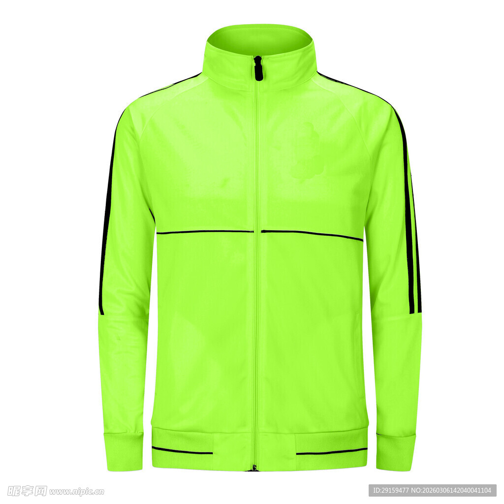 荧光绿拉链运动上衣