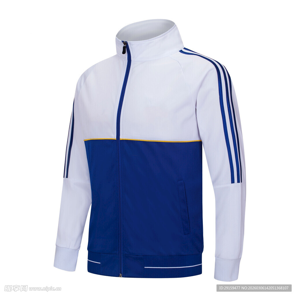 蓝白拼接运动外套