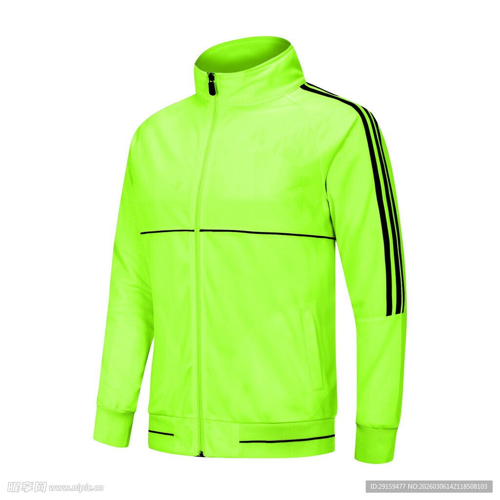 荧光绿运动拉链外套