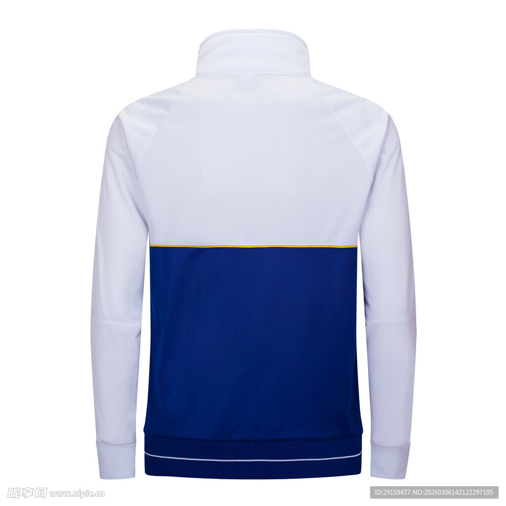 蓝白拼接长袖运动上衣