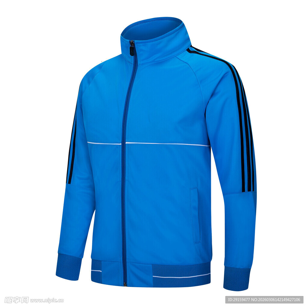 蓝色运动拉链外套