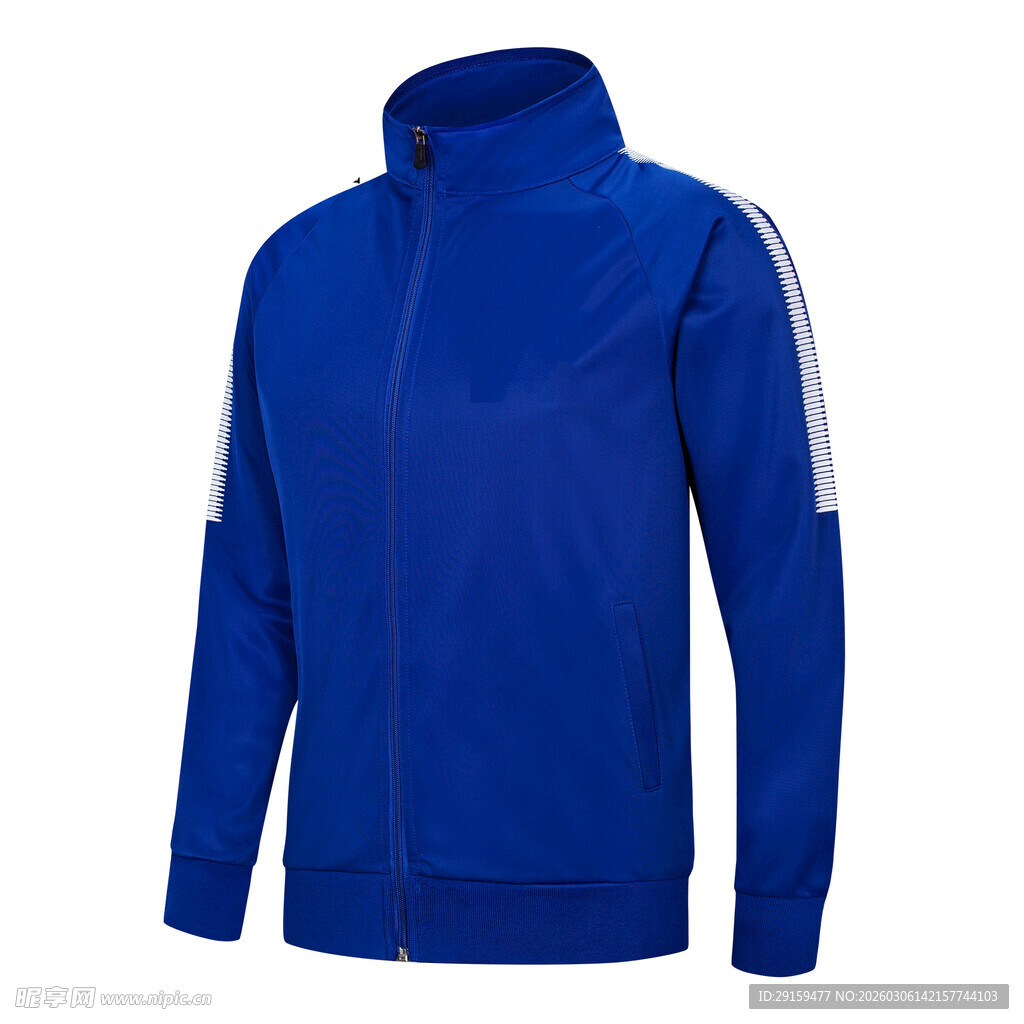蓝色运动拉链外套