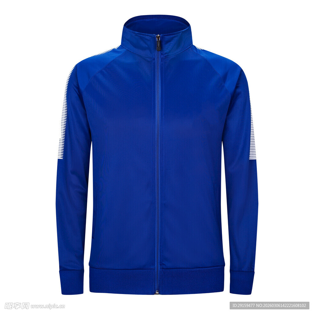 蓝色拉链运动外套