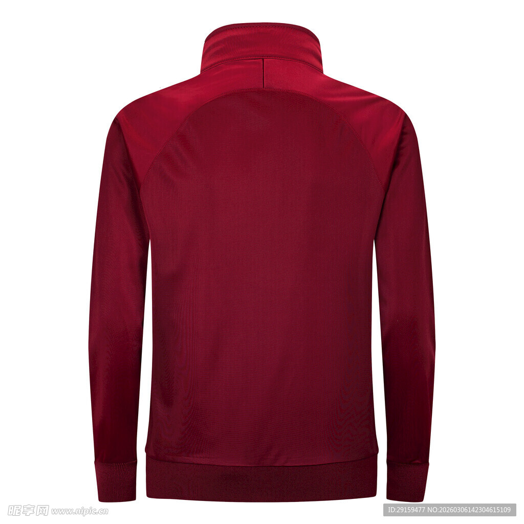 酒红色立领长袖上衣