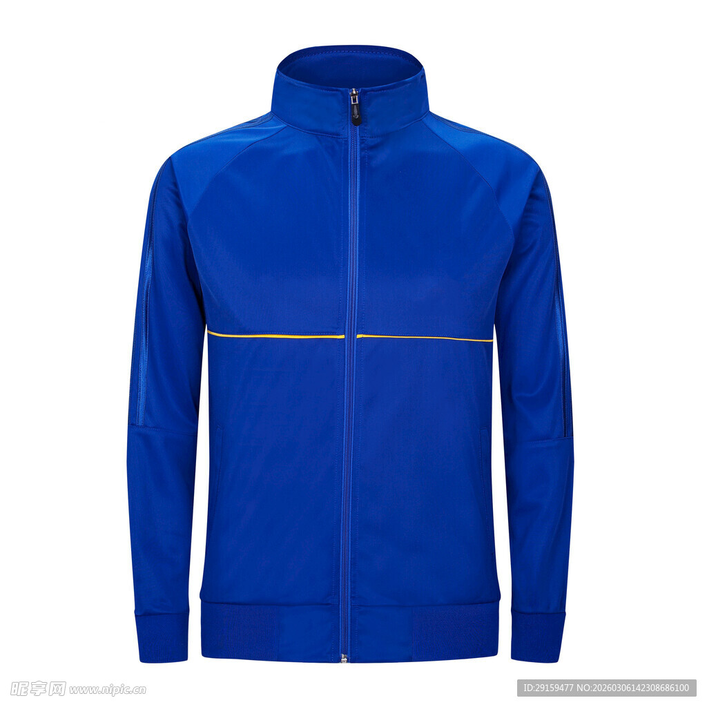 蓝色拉链立领运动夹克