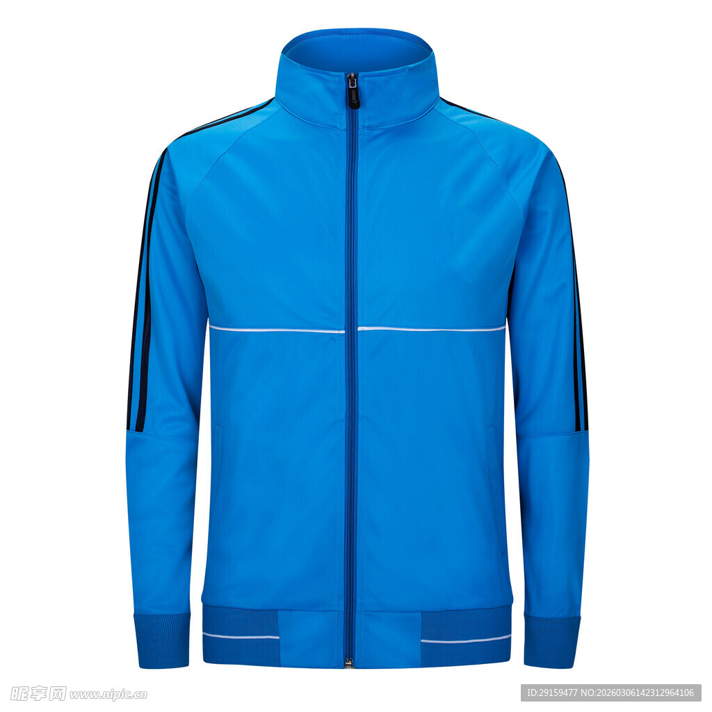 蓝色拉链运动外套
