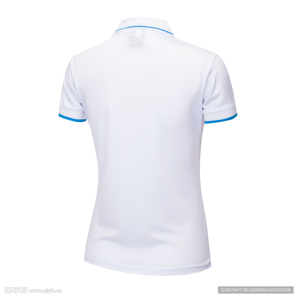 白色短袖女士polo衫背影