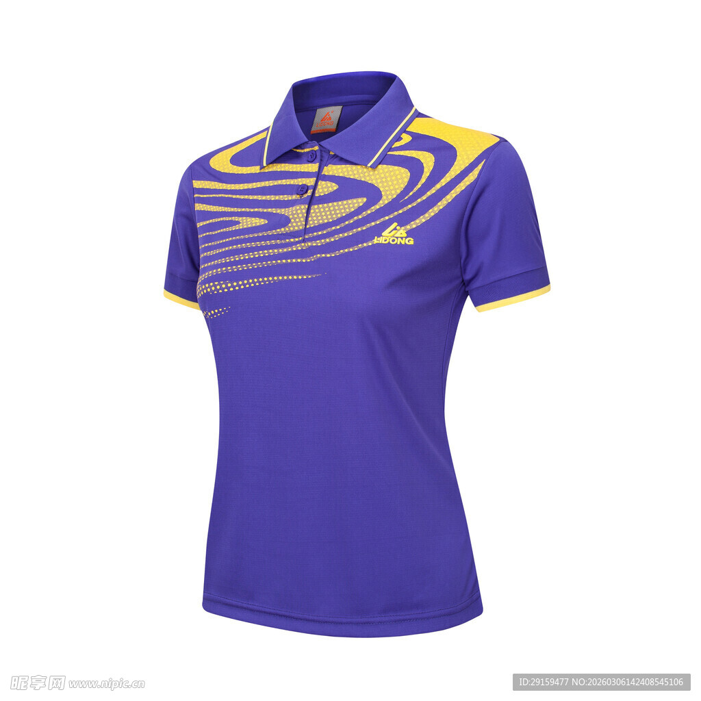 紫色带黄纹女士翻领运动衫