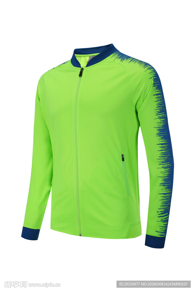 荧光绿足球训练拉链上衣