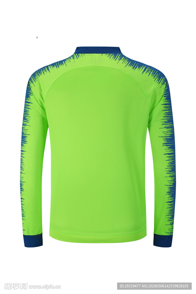 荧光绿长袖足球运动上衣