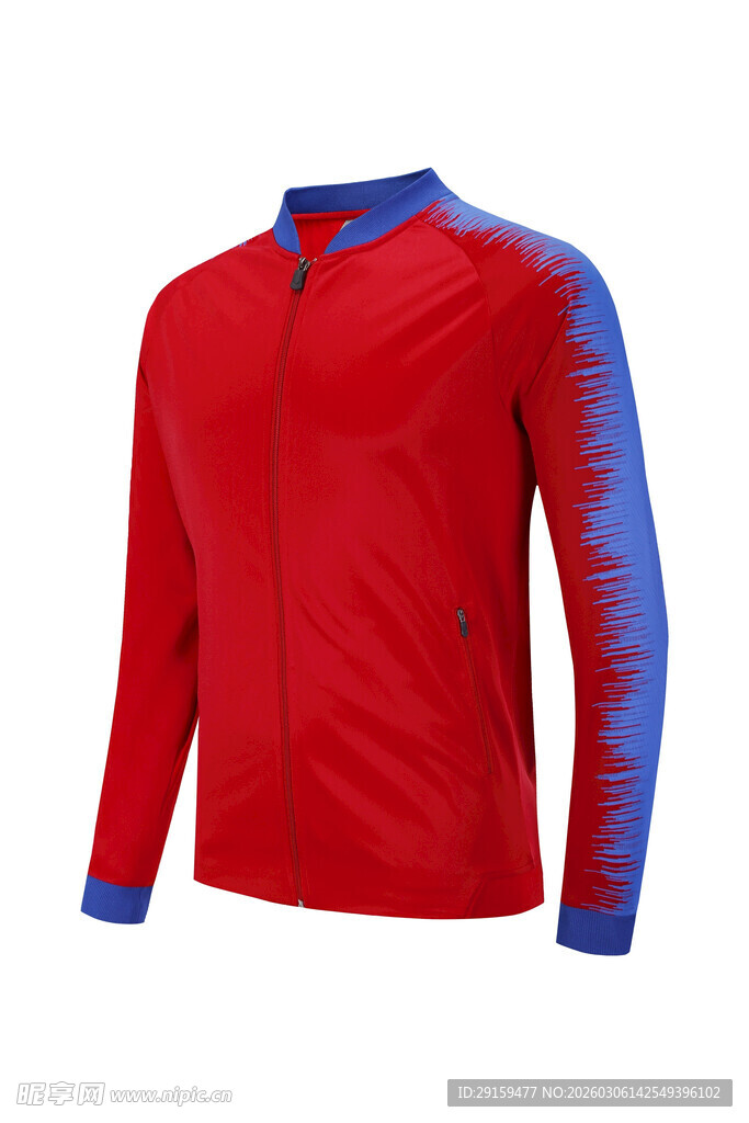 红色长袖足球运动上衣