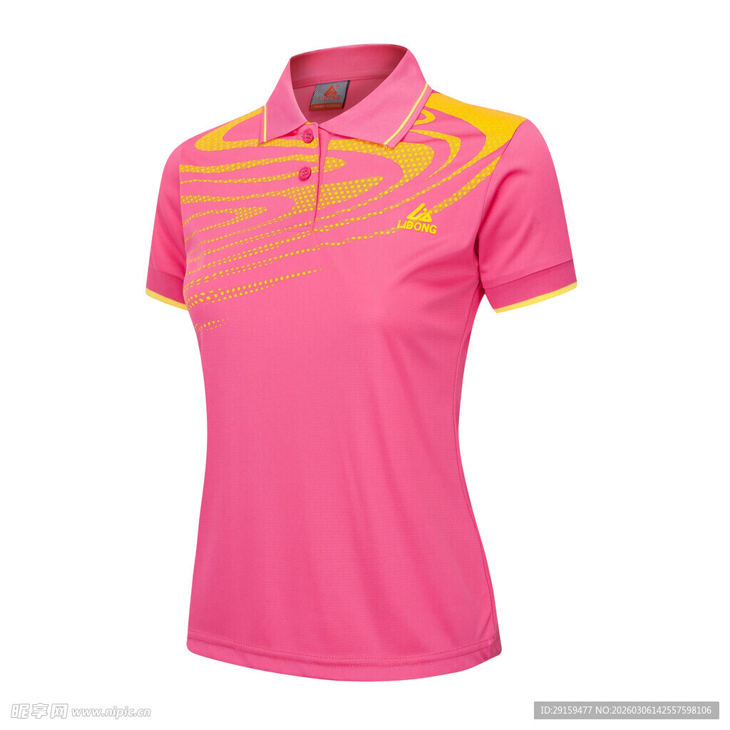 粉色运动polo衫